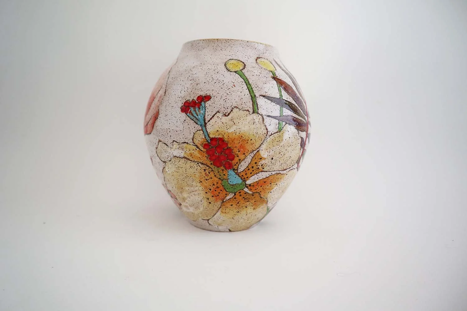 Flowers and Pigment  Small Round Vase