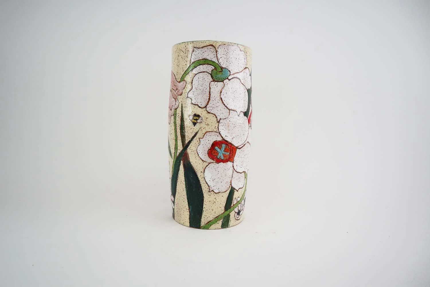 Spring Flower Medium Cylinder Vase (light yellow)