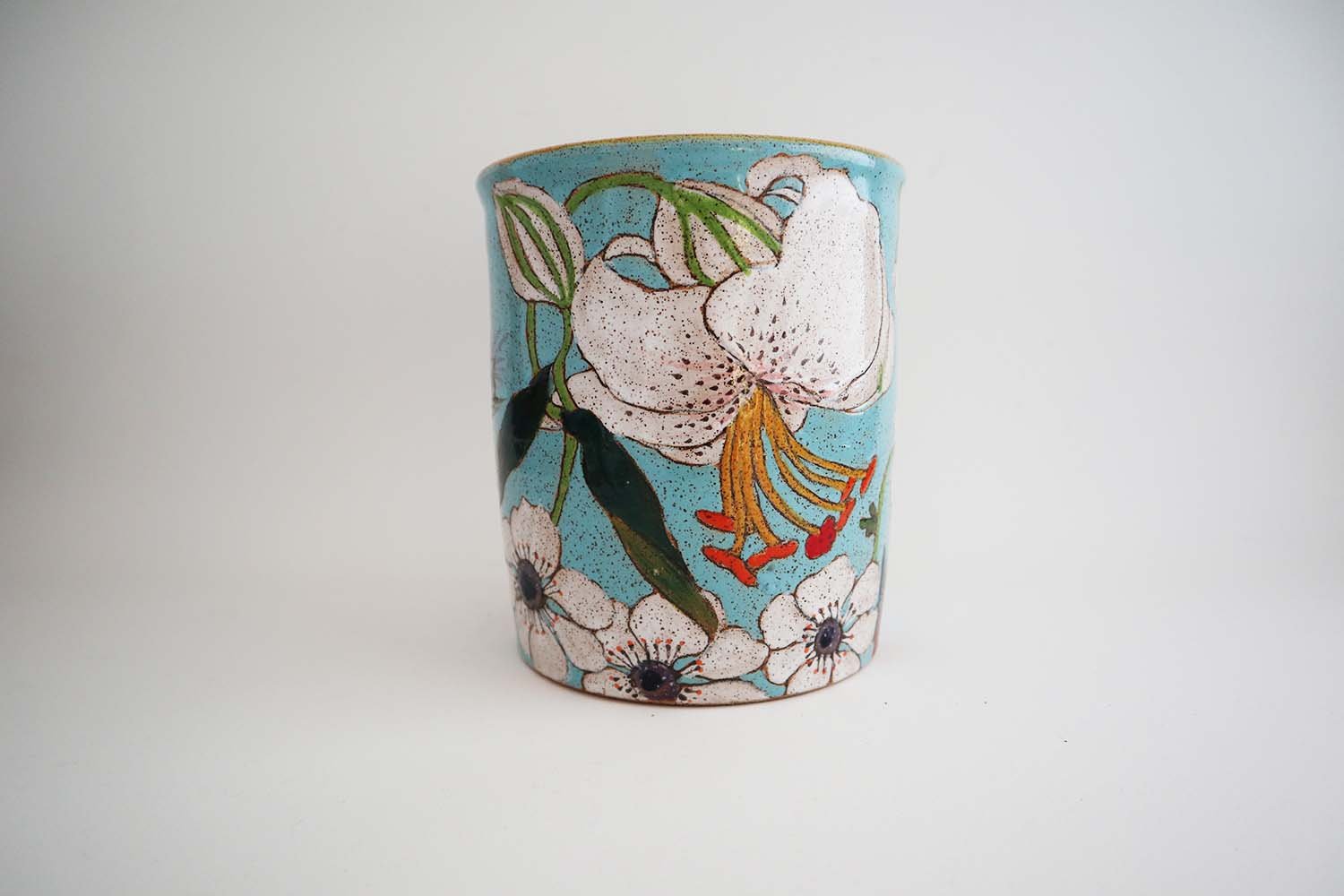 Spring Flower Utensil Holder (tiffany blue)