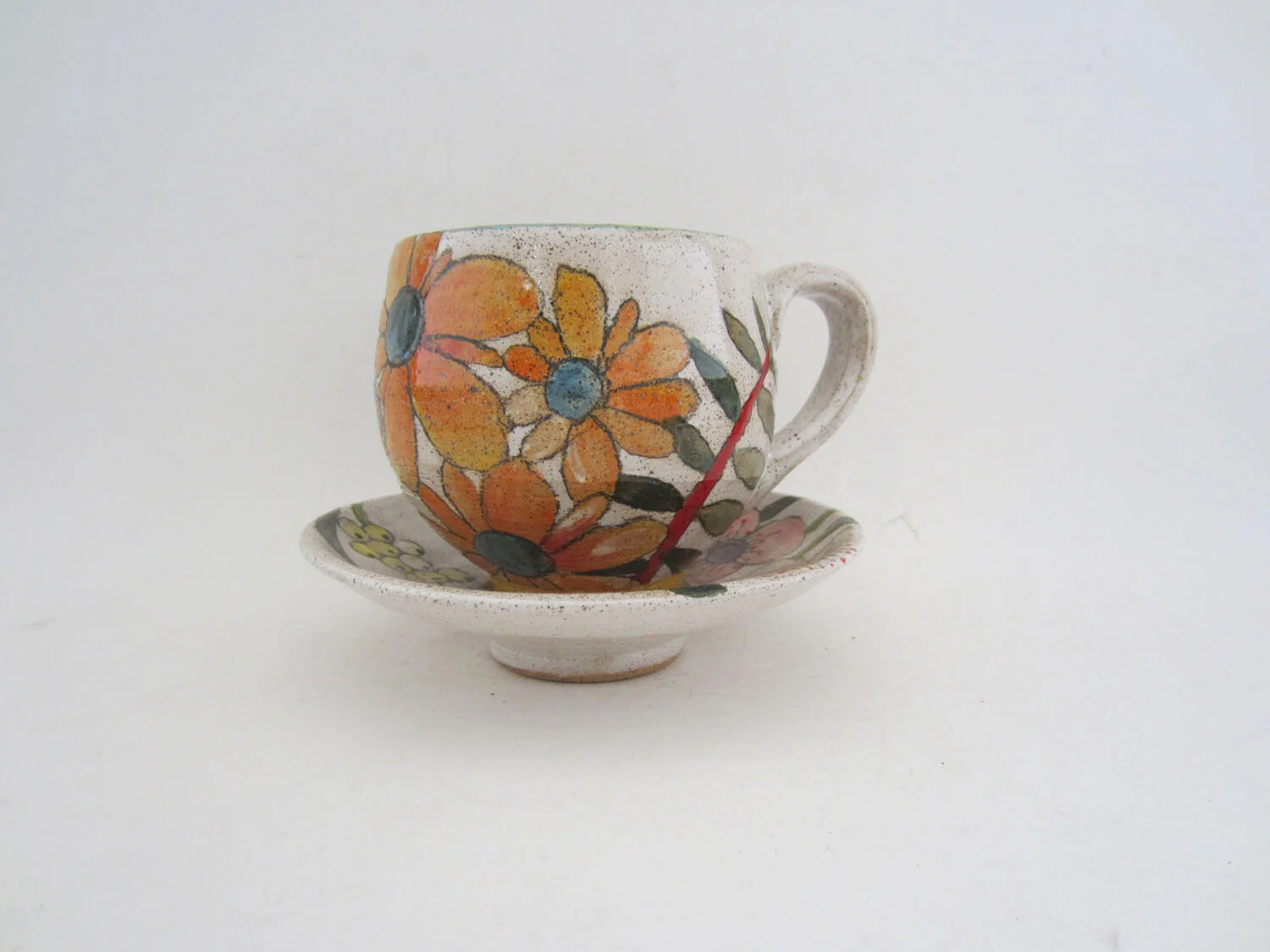 Flowers & Pigment Cup/Saucer - Made to Order — three wheel studio