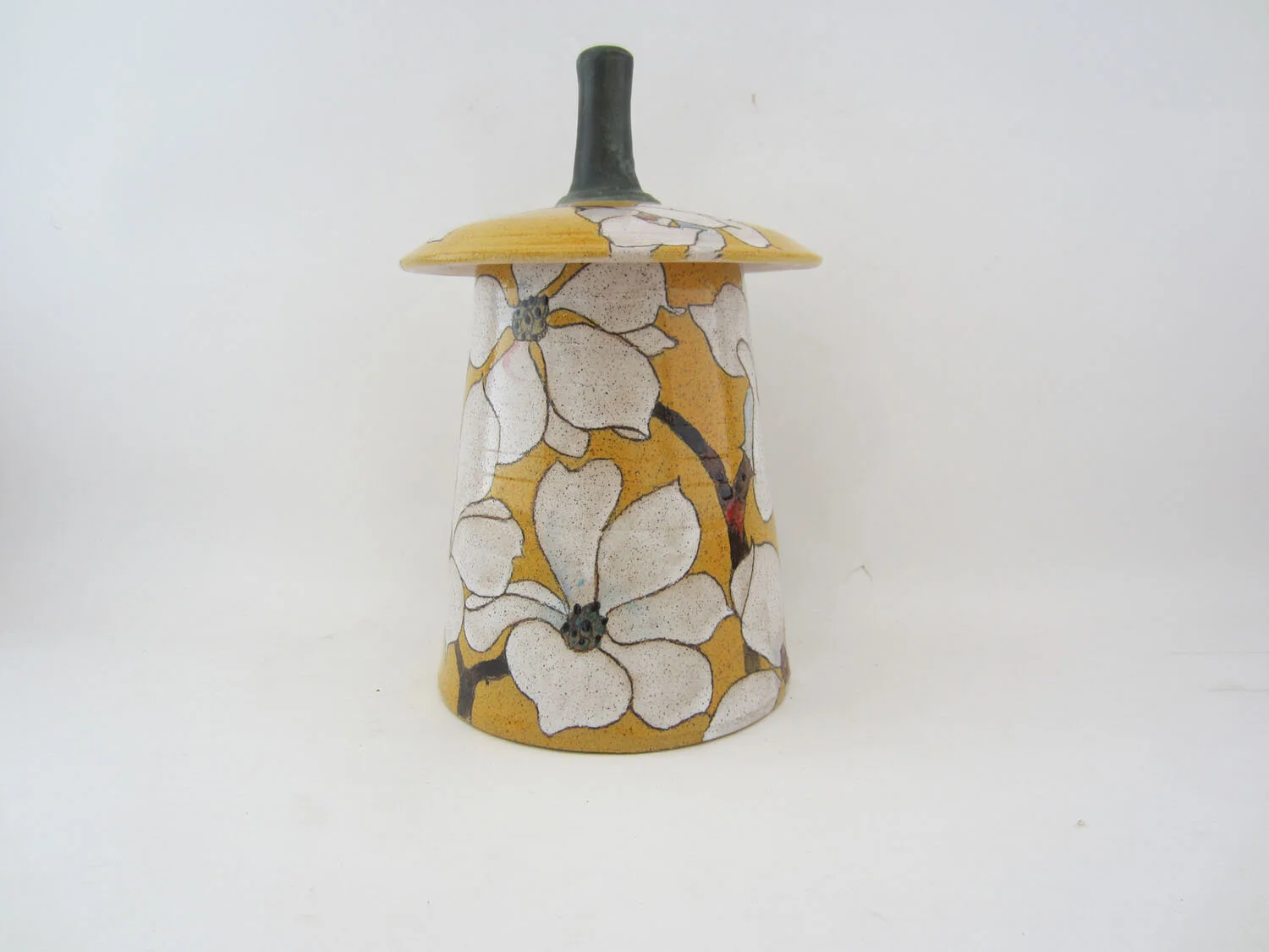 Magnolia Flower Covered Jar (yellow)