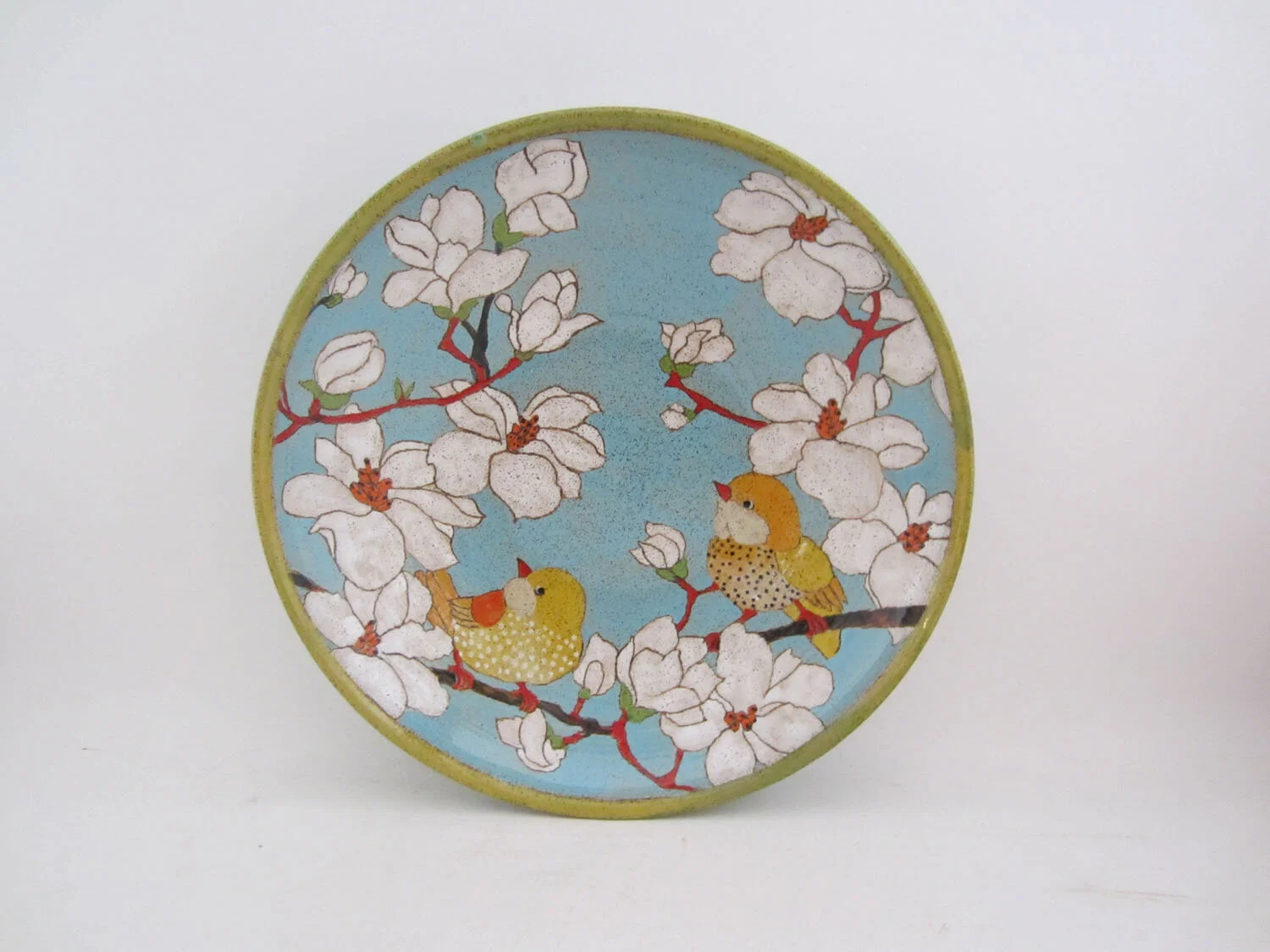 Bird & Magnolia Large Serving Bowl in Tiffany Blue