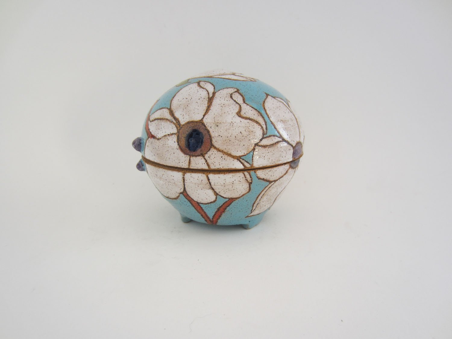 Magnolia Flower Covered Jar (tiffany blue)