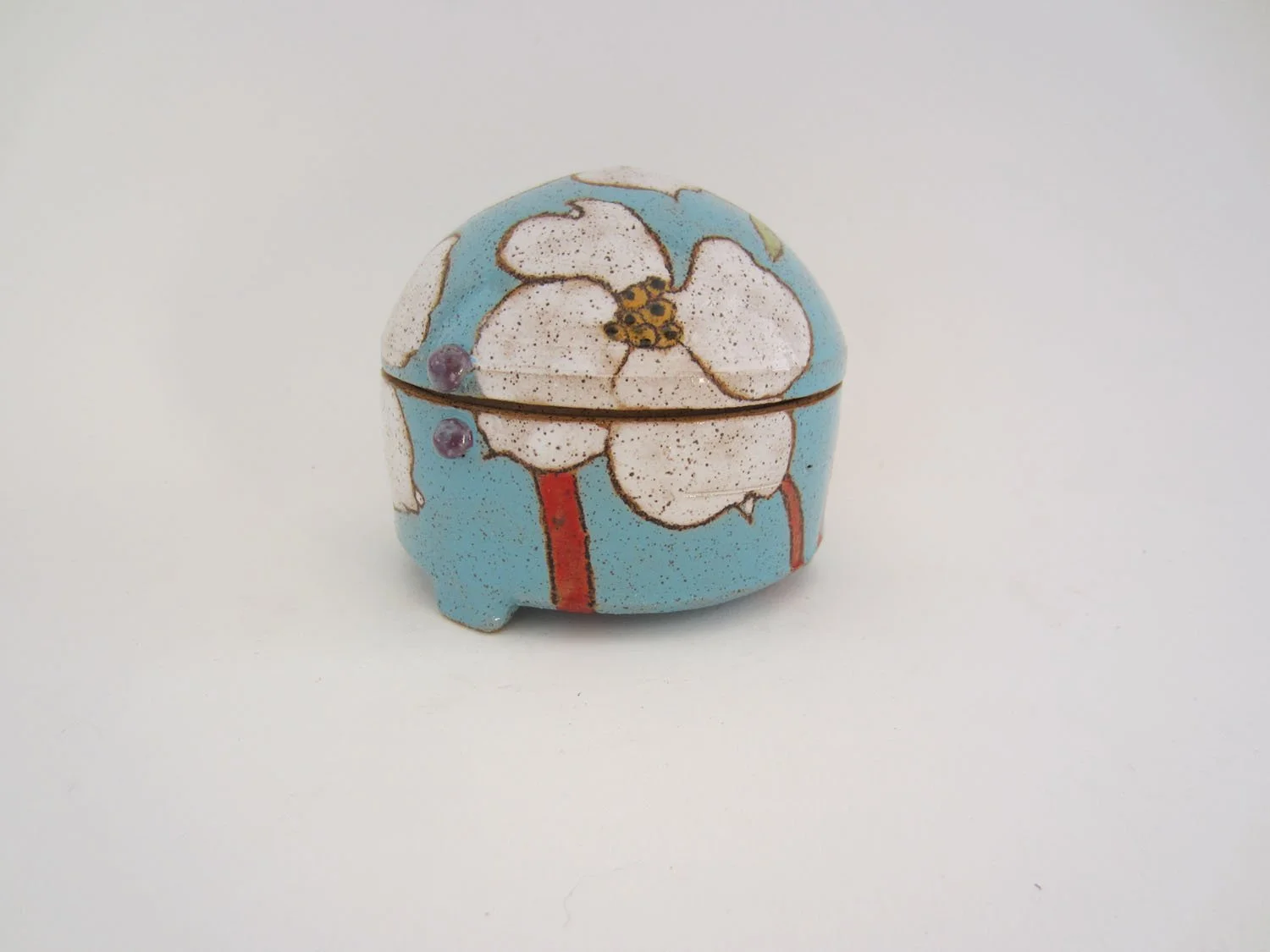 Magnolia Flower Covered Jar (tiffany blue)