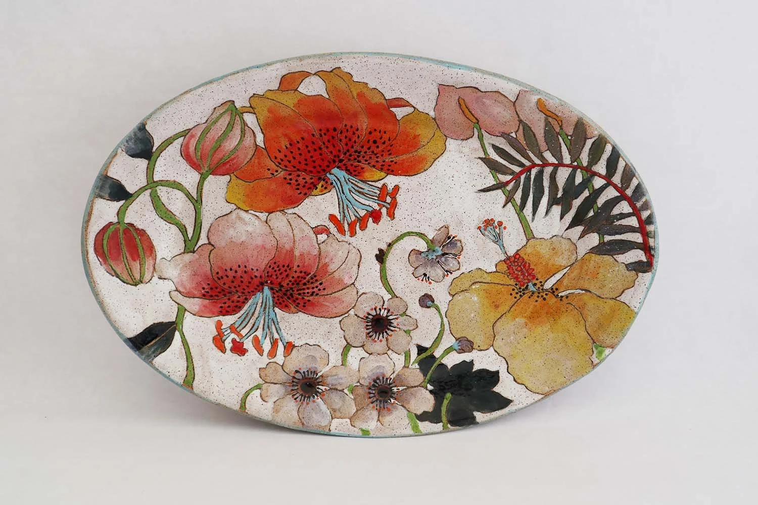 Floweres and Pigment Medium Oval Platter