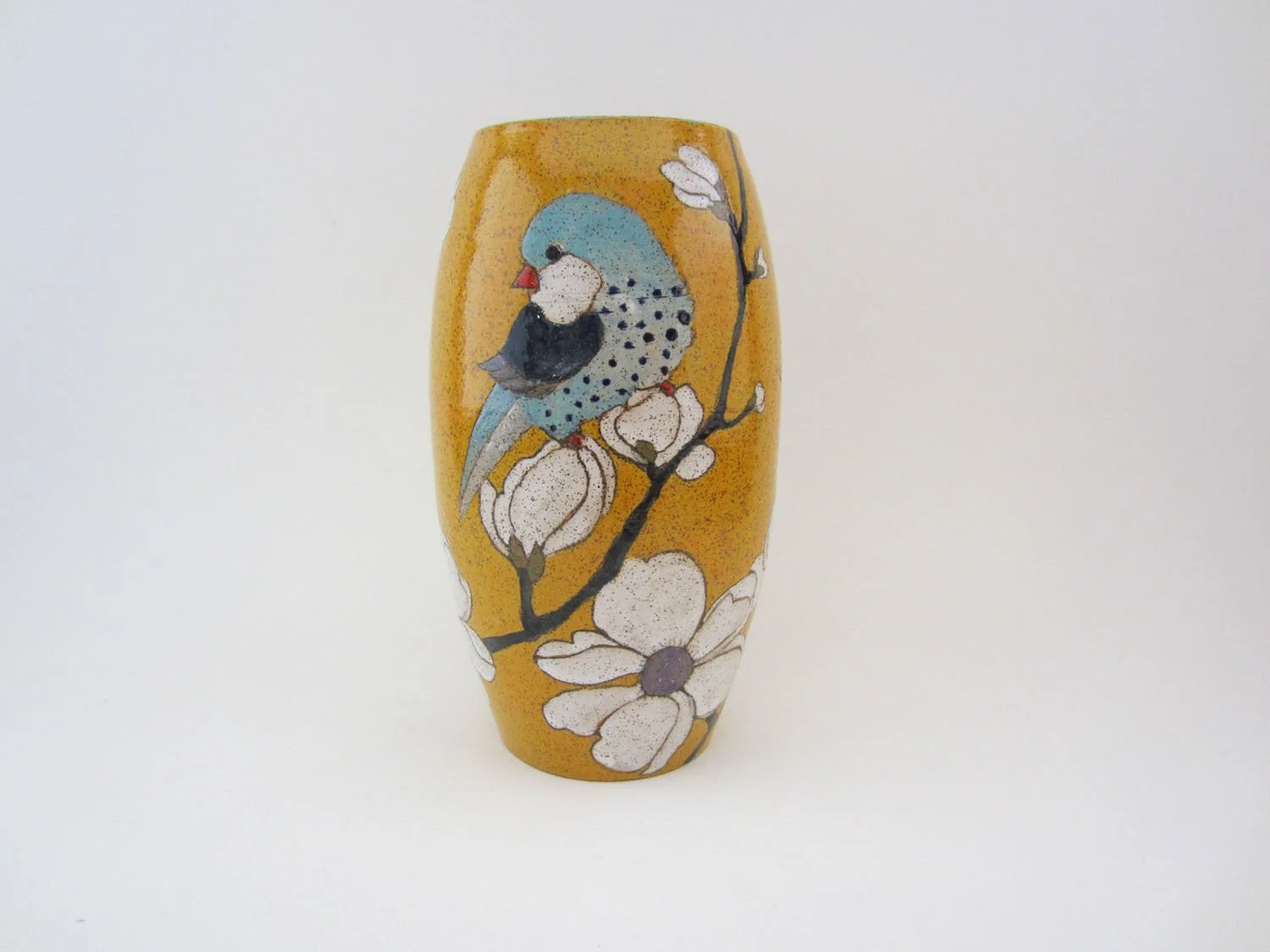 Magnolia and Bird Small Bullet Vase (yellow)