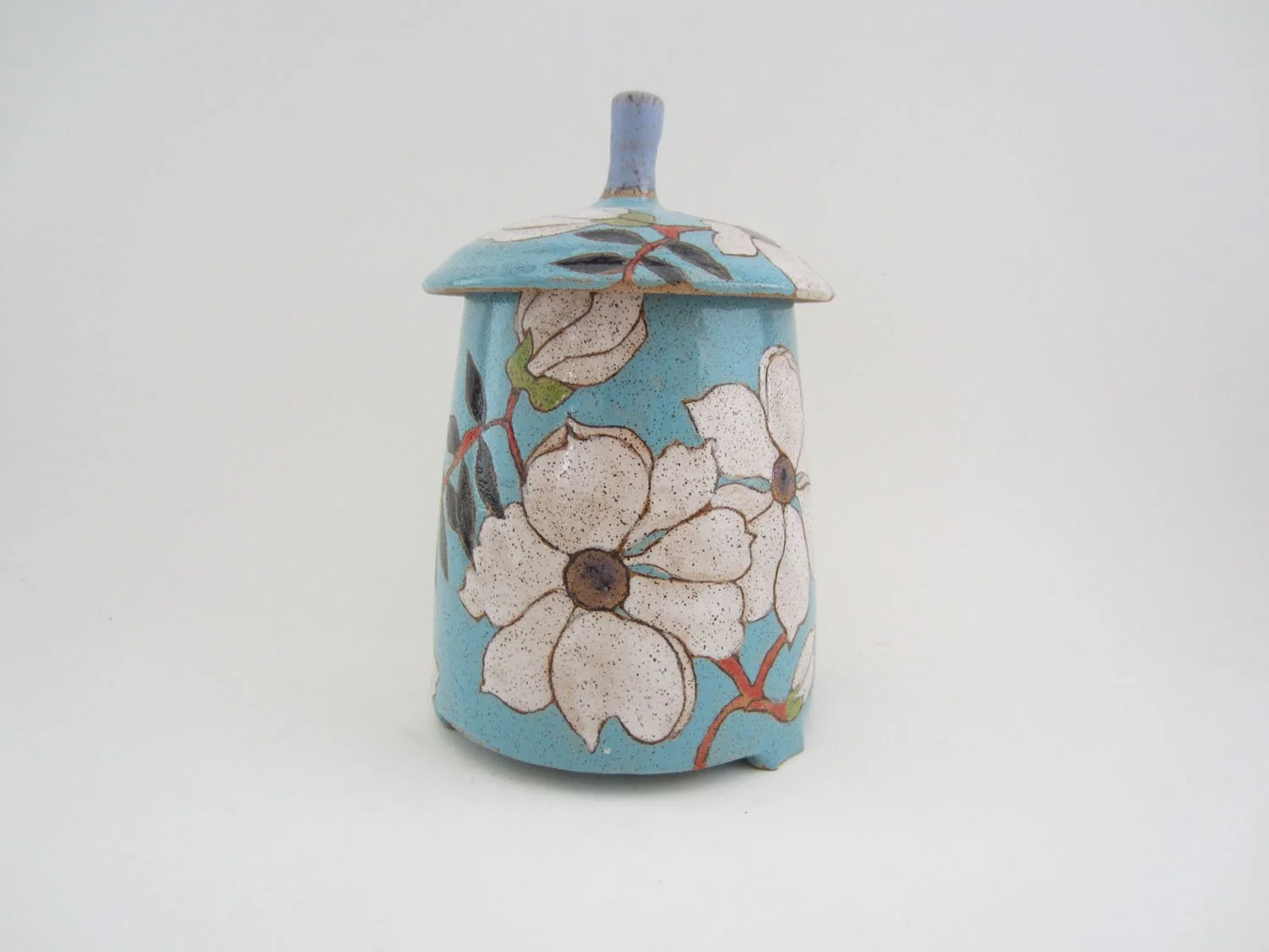 Magnolia Flower Covered Jar (tiffany blue)