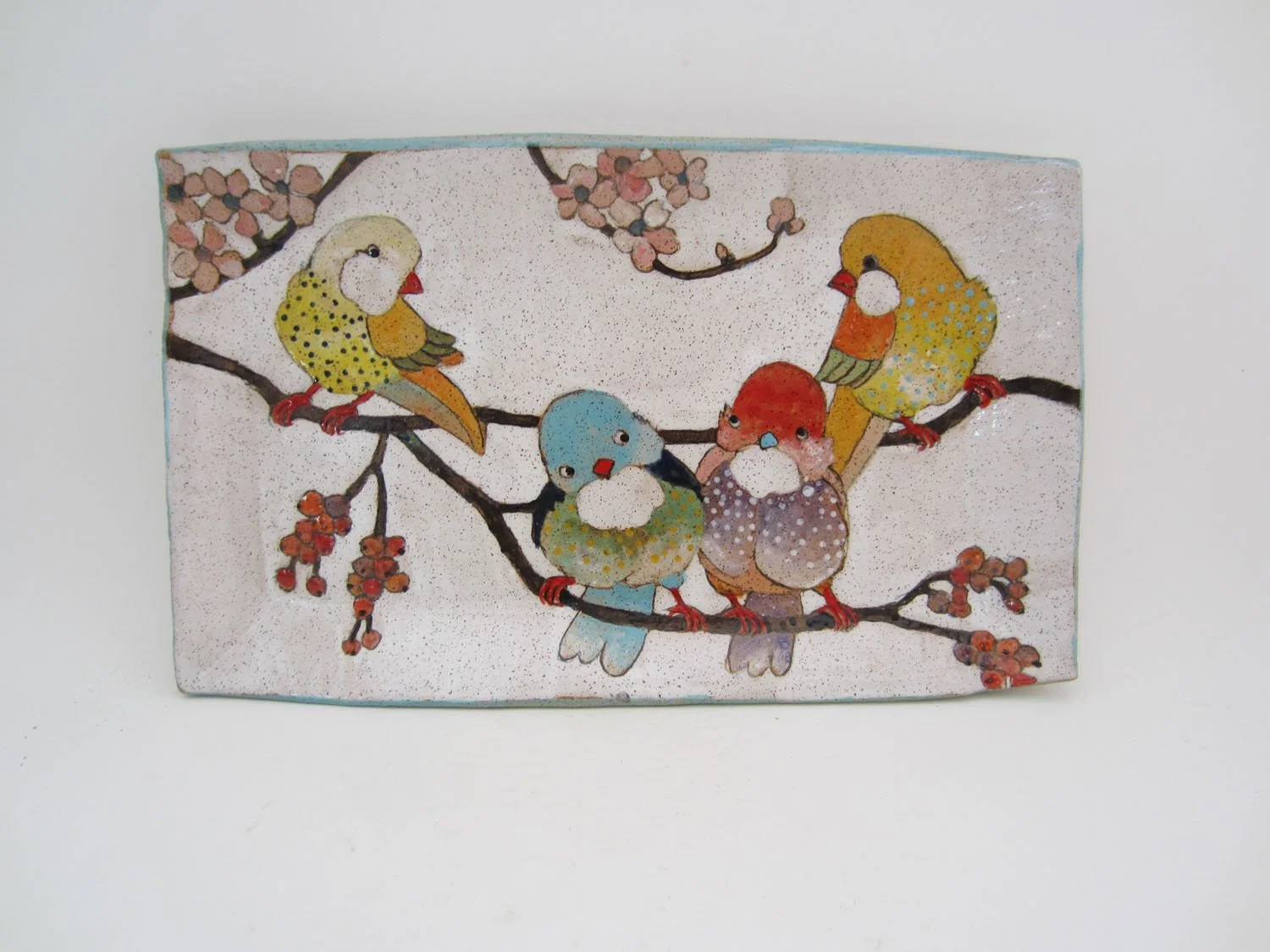 Flower, Birds, and Berries Large Rectangle Tray