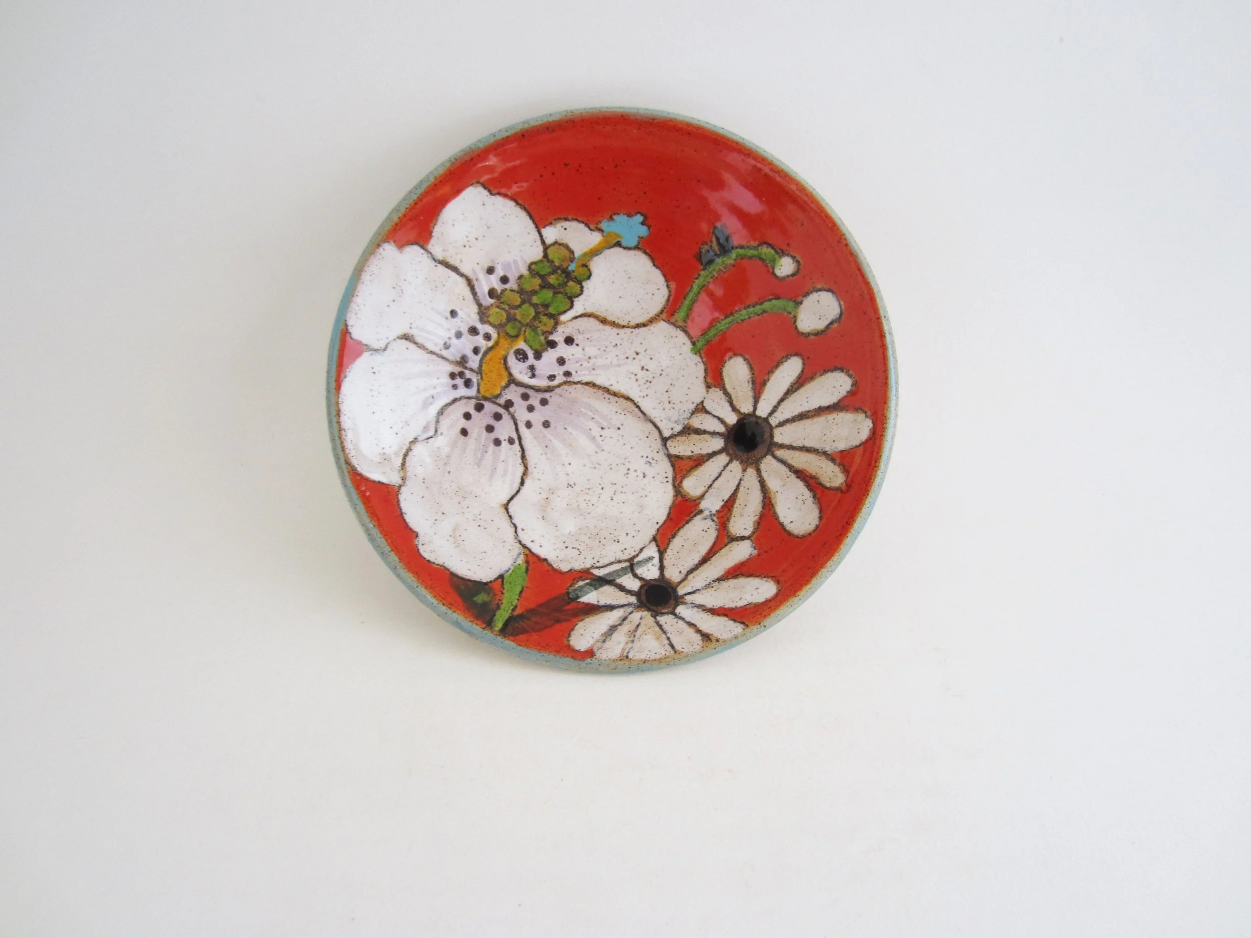 Flowers and Pigment Condiment Bowl (red)