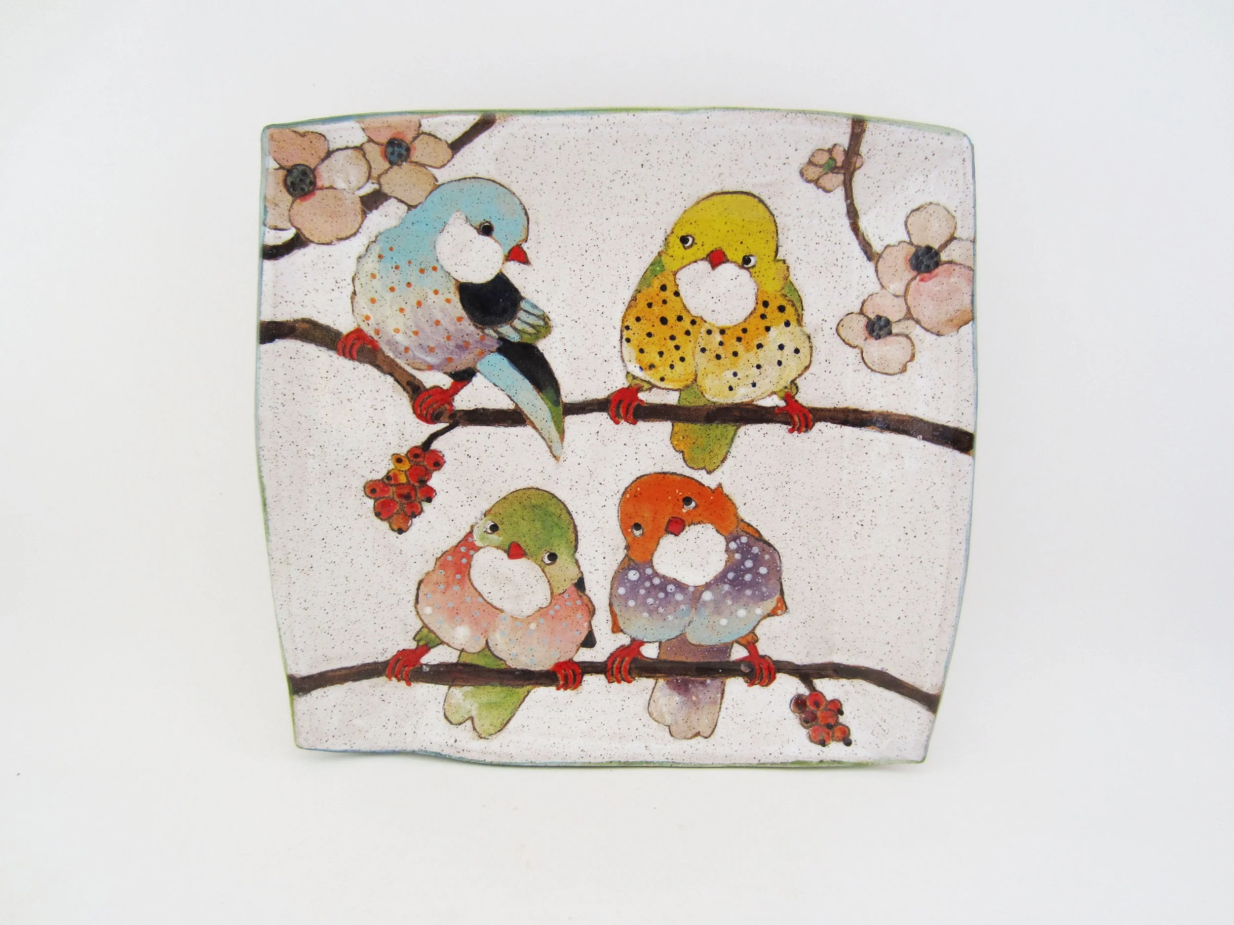 Flowers, Birds, and Berries Square Platter