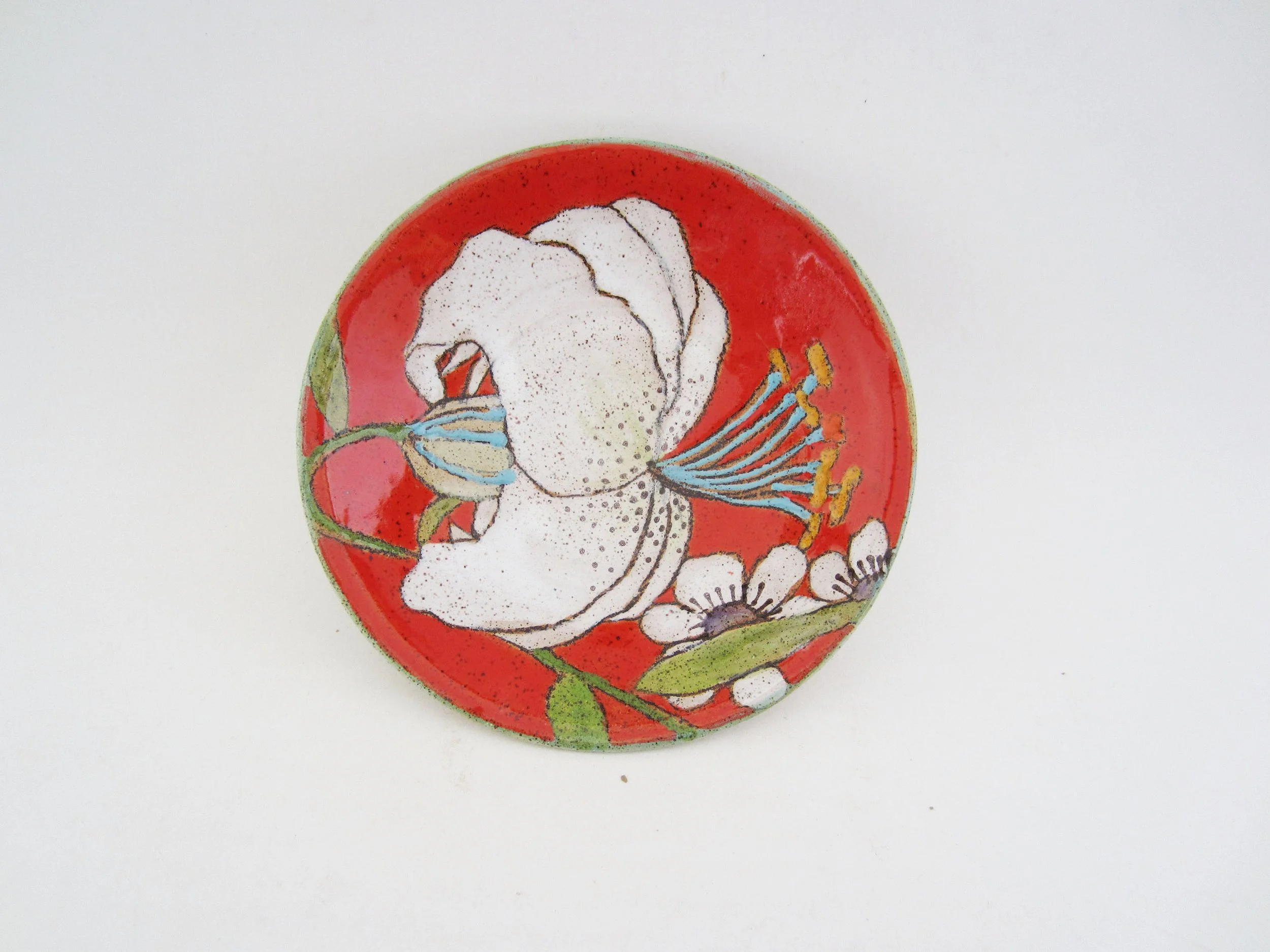 Flowers and Pigment Condiment Bowl (red)