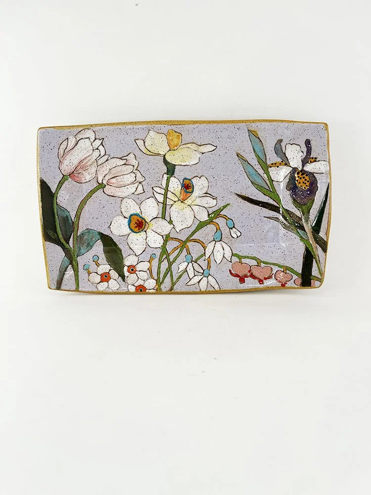 Spring Flower Rectangle Tray (light purple)
