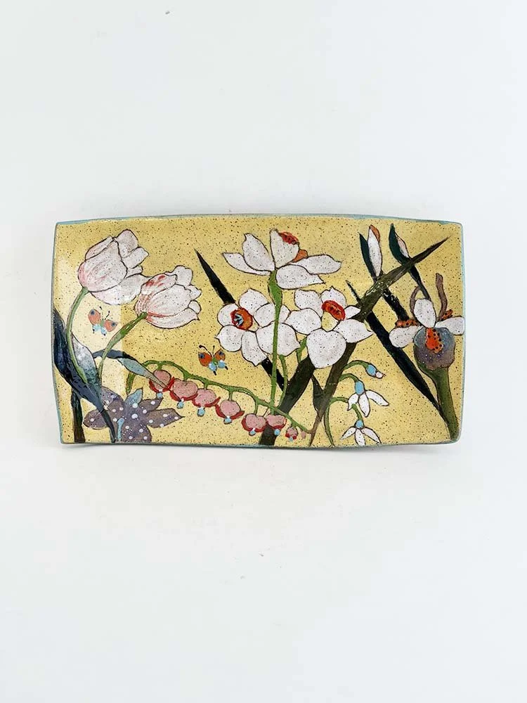 Spring Flower Rectangle Tray (light yellow)