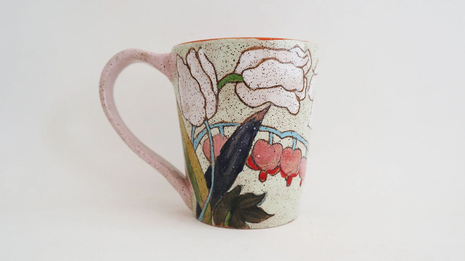 Spring Flower Mug (light green/light pink handle)