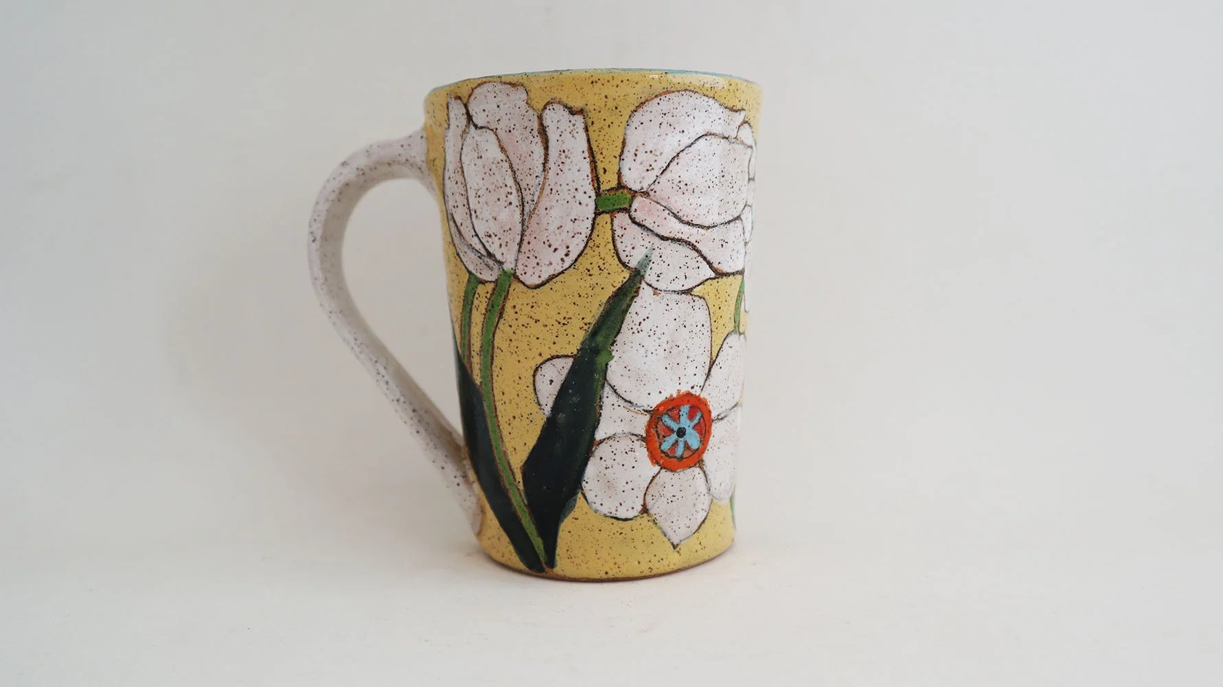 Spring Flower Mug (light yellow/white handle)