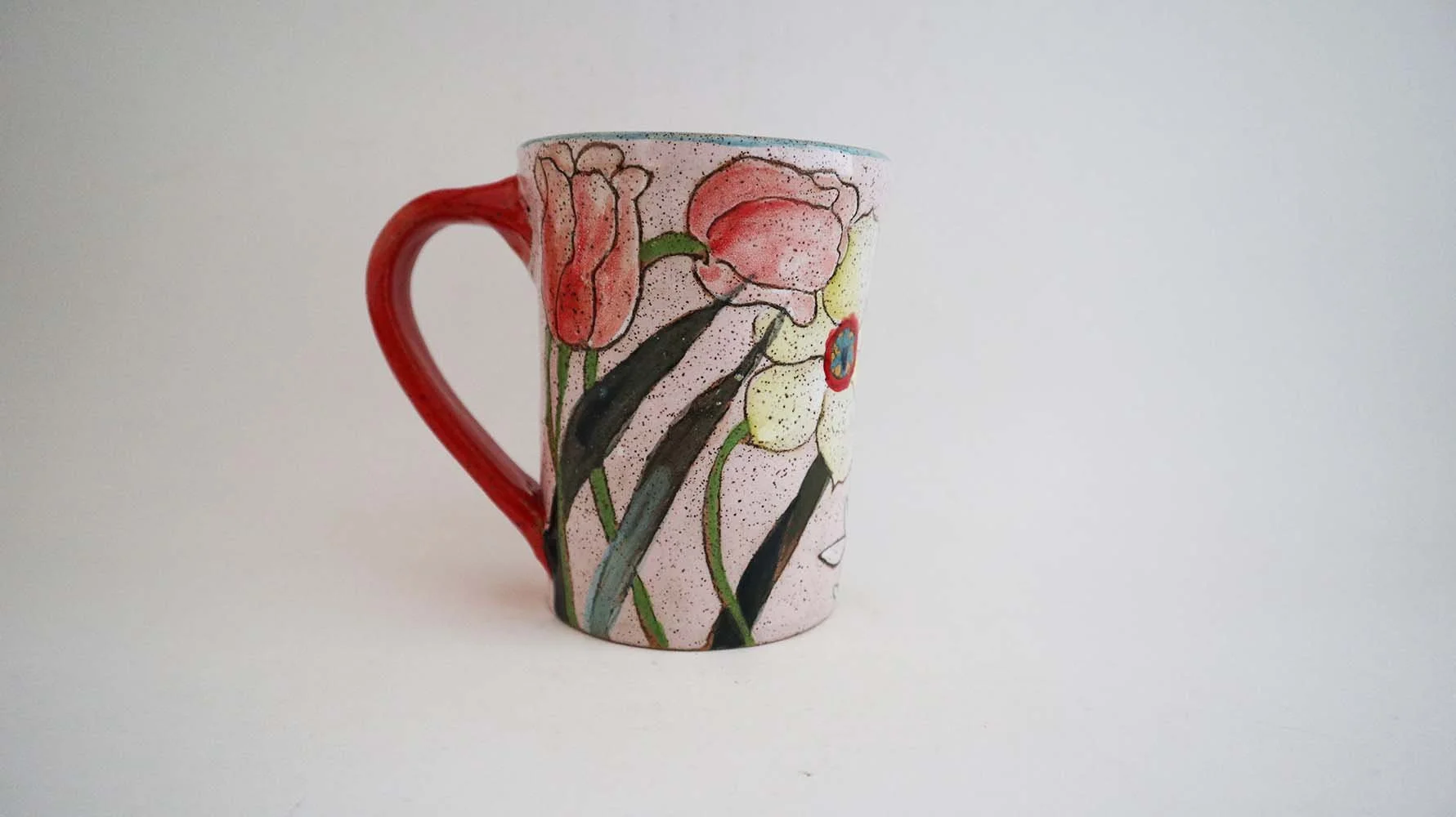 Spring Flower Mug (light pink/redhandle)
