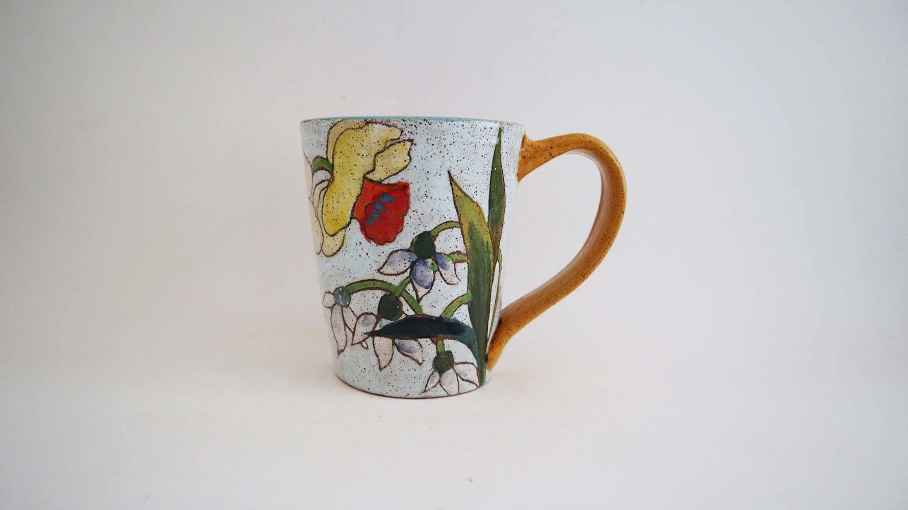 Spring Flower Mug (light blue/yellow handle)