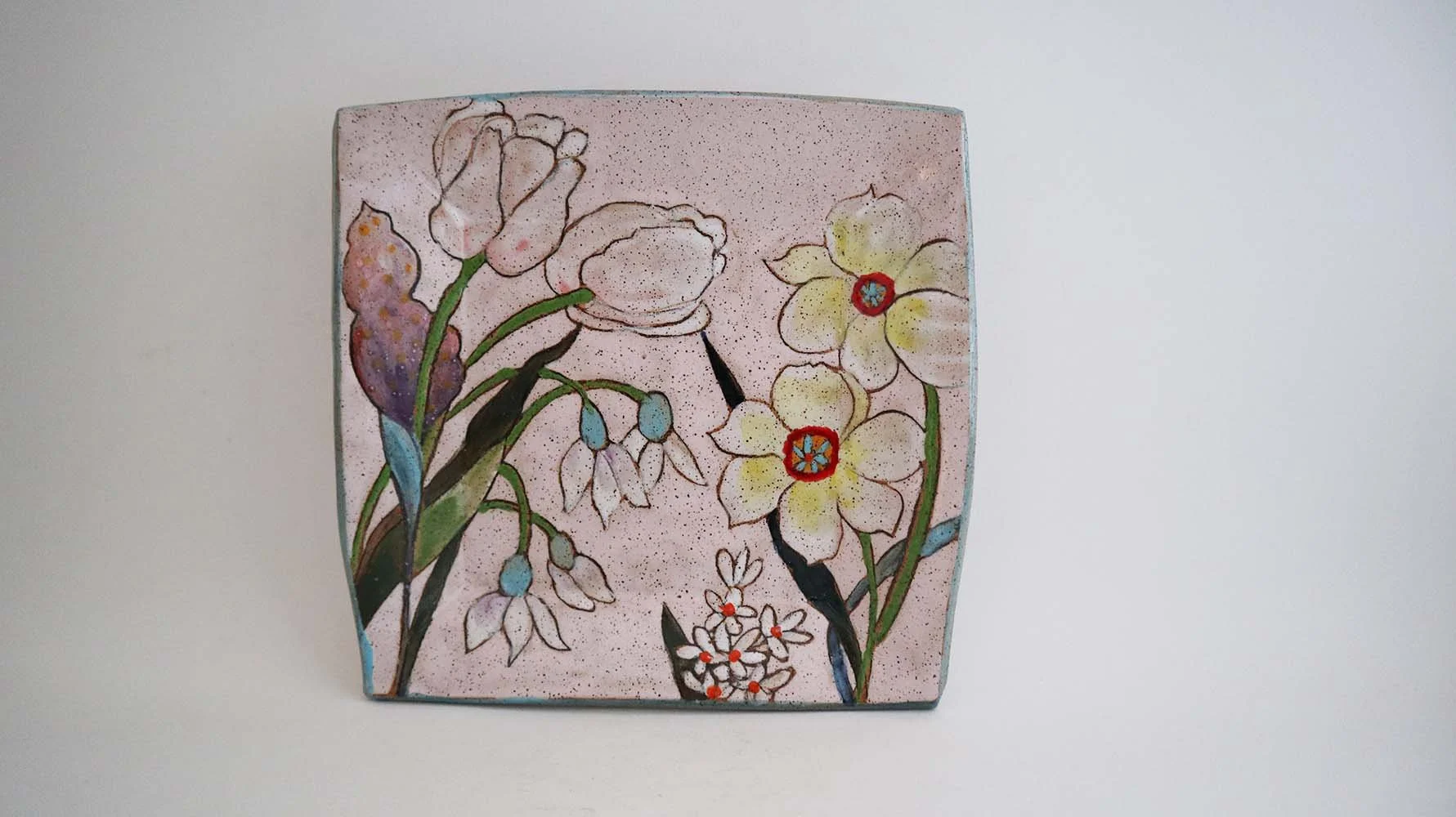 Spring Flower Square Dish (light pink)