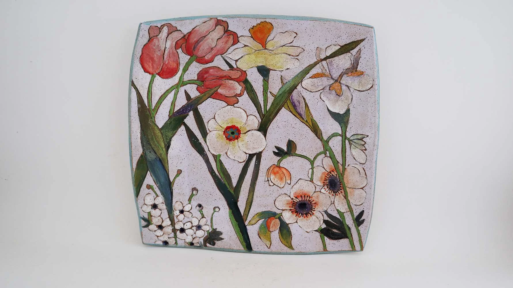 Spring Flower Square Platter (light purple)