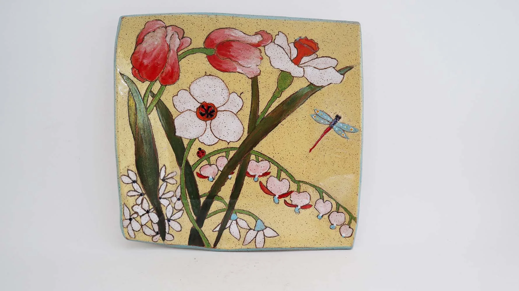 Spring Flower Square Dish (light yellow)