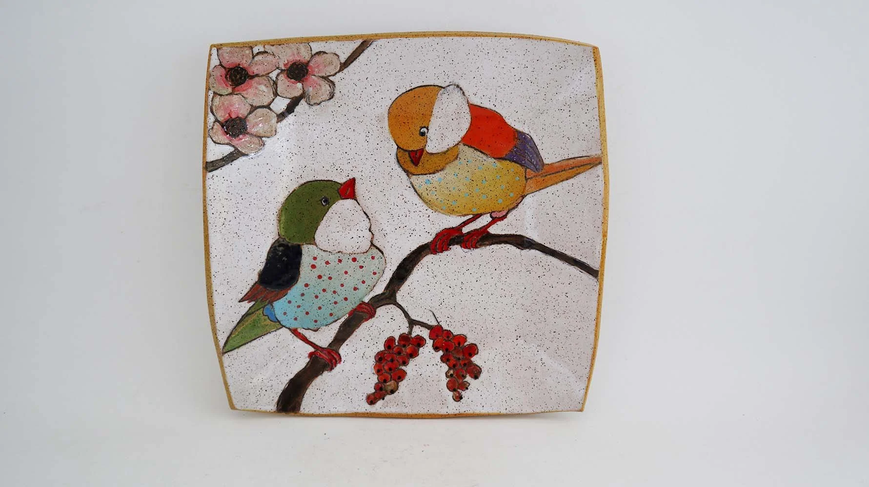Flowers, Birds, and Berries Square Dish