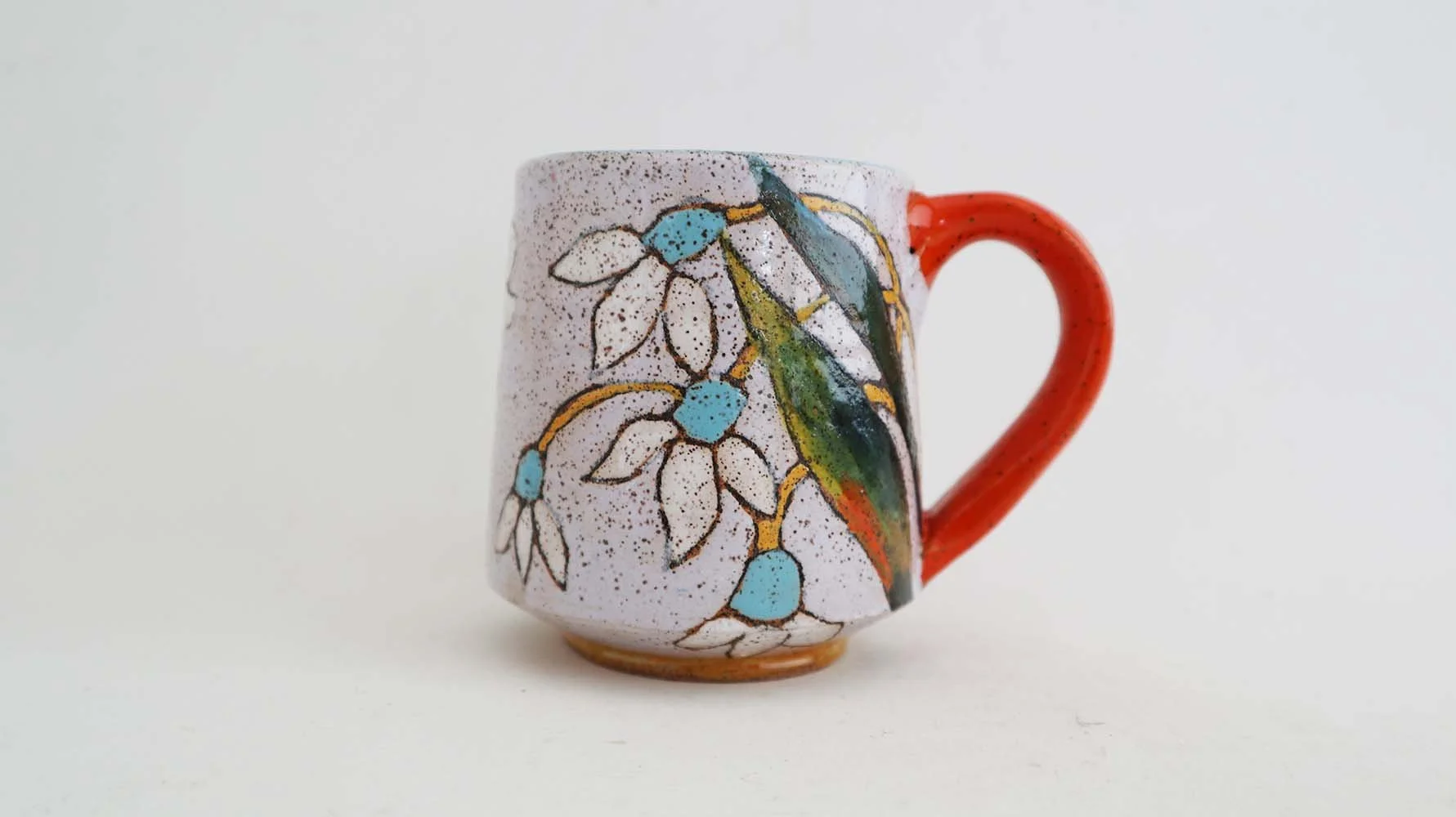 Spring Flower Small Mug (light purple/red handle)