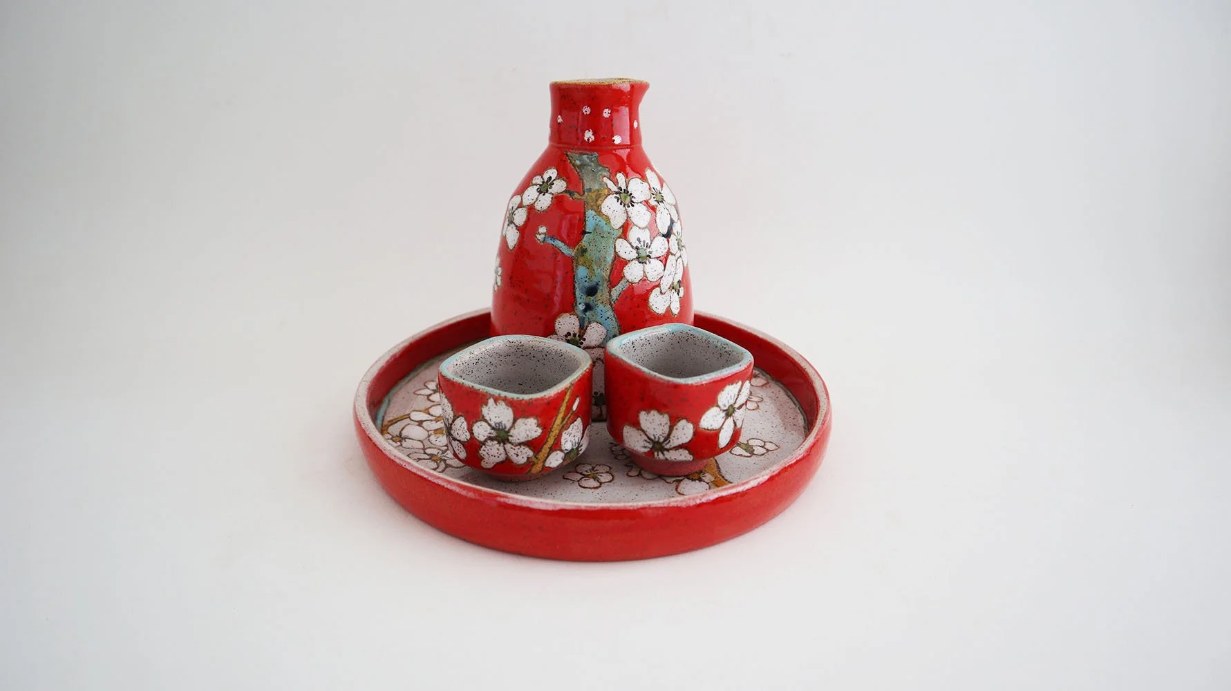 Cherry Blossom Sake Set (red)