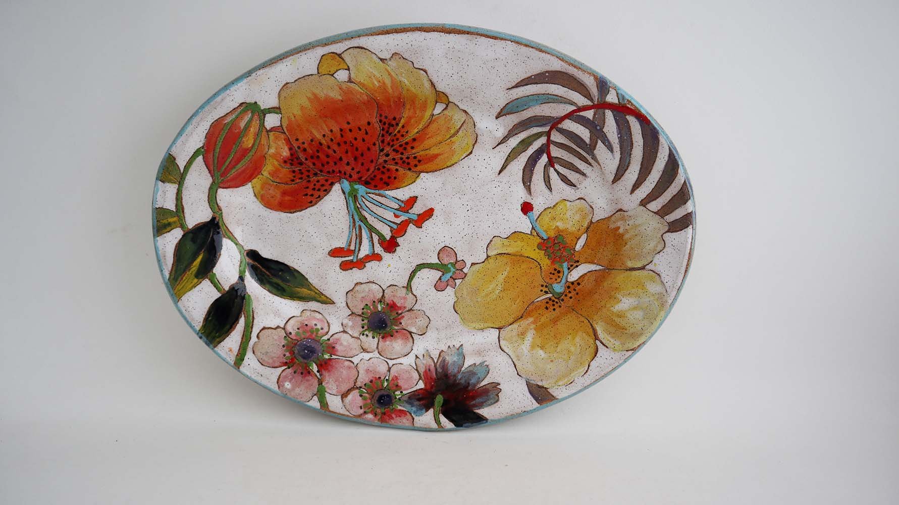 Flowers and Pigment Small Oval Platter