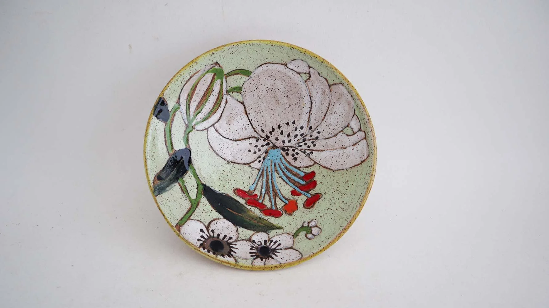 Flowers and Pigment Condiment Bowl (light green)