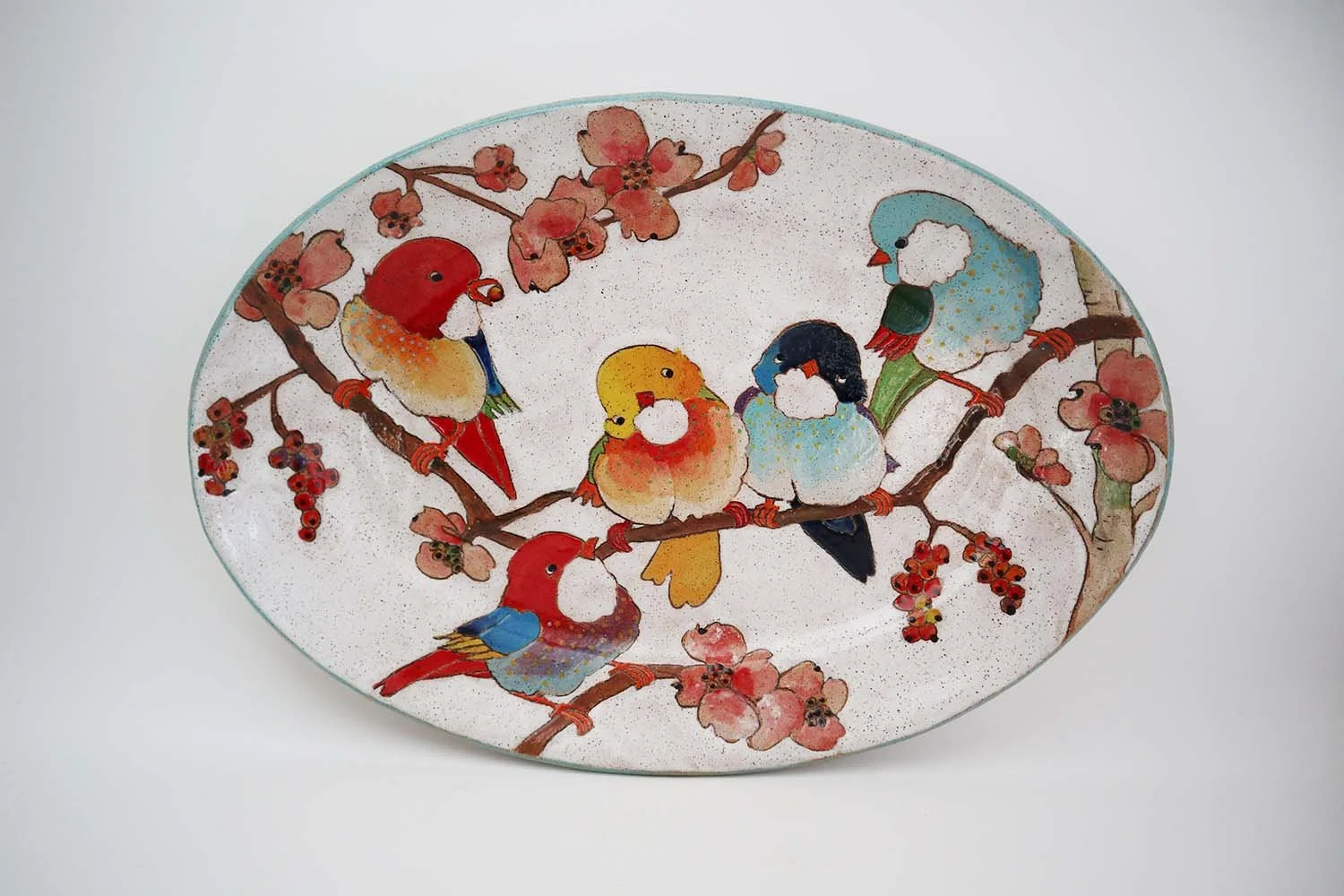 Flowers, Birds, & Berries Medium Oval Platter - Made to Order