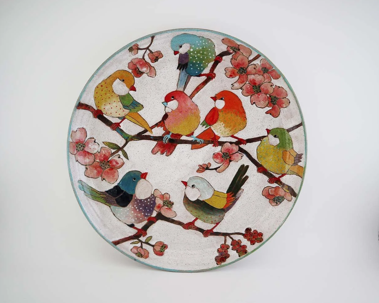 Flowers, Birds, and Berries Large Round Platter