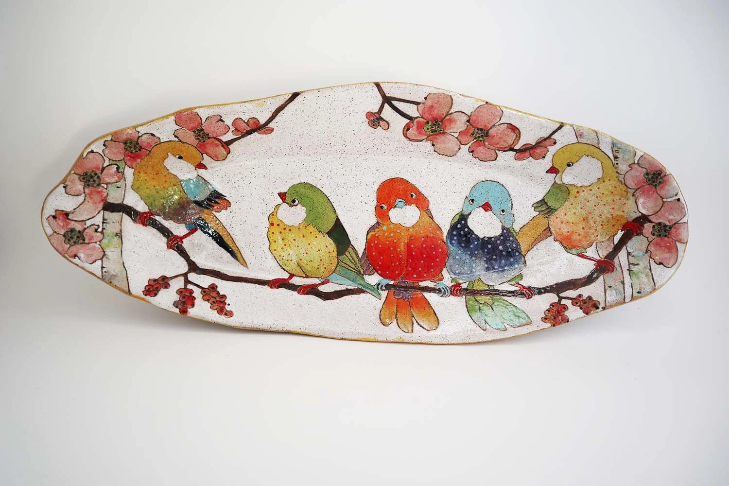 Flowers, Birds, and Berries Large Long Oval Platter (Copy)
