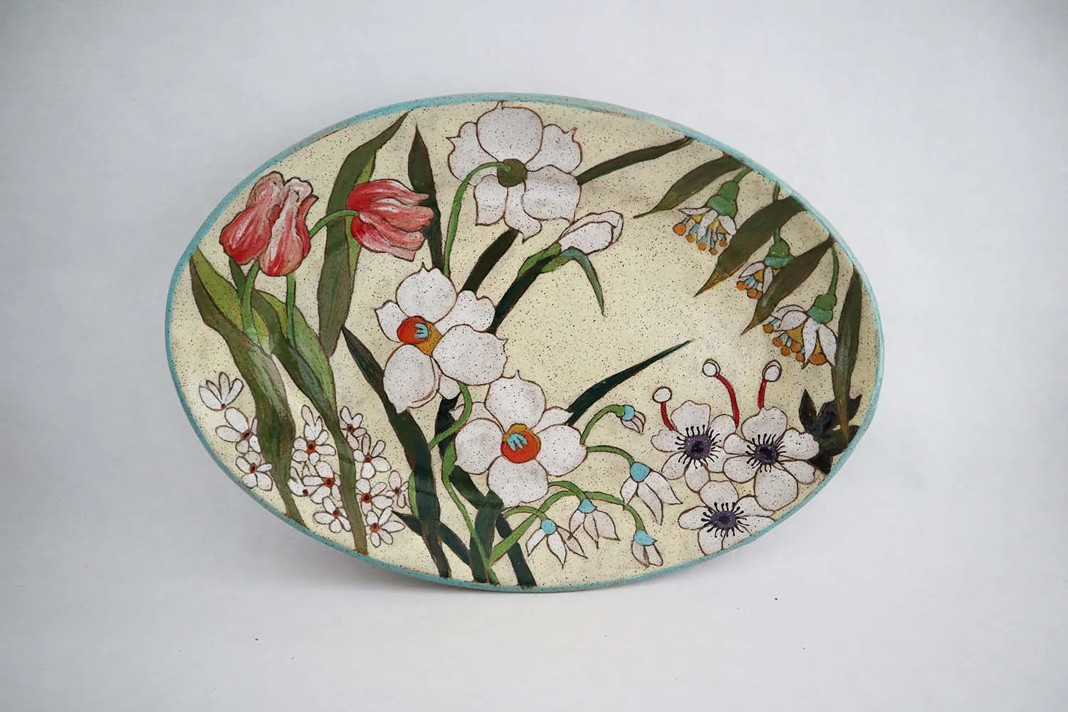Spring Flower Medium Oval Platter (light yellow)