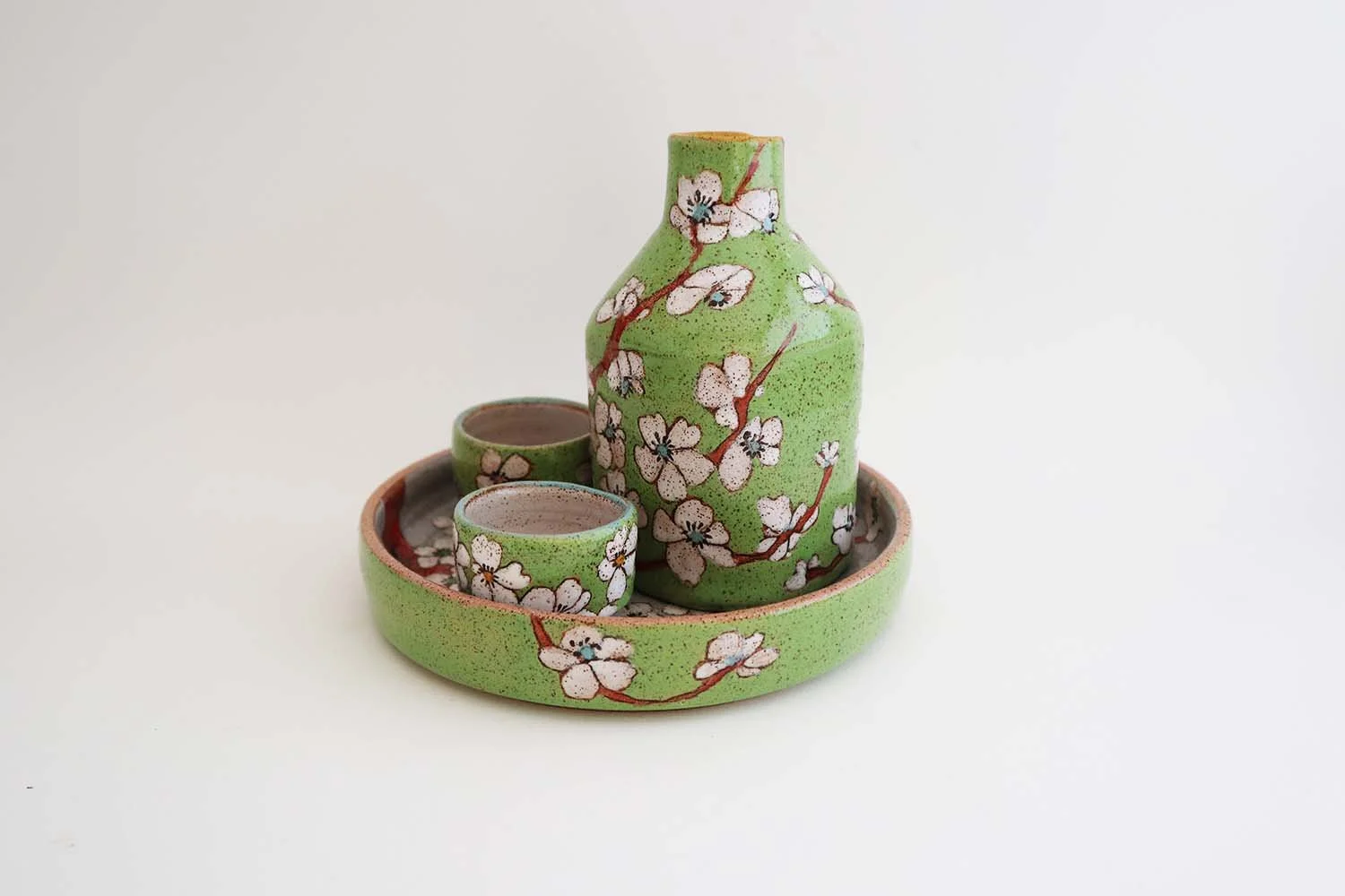 Cherry Blossom Sake Set (Green)