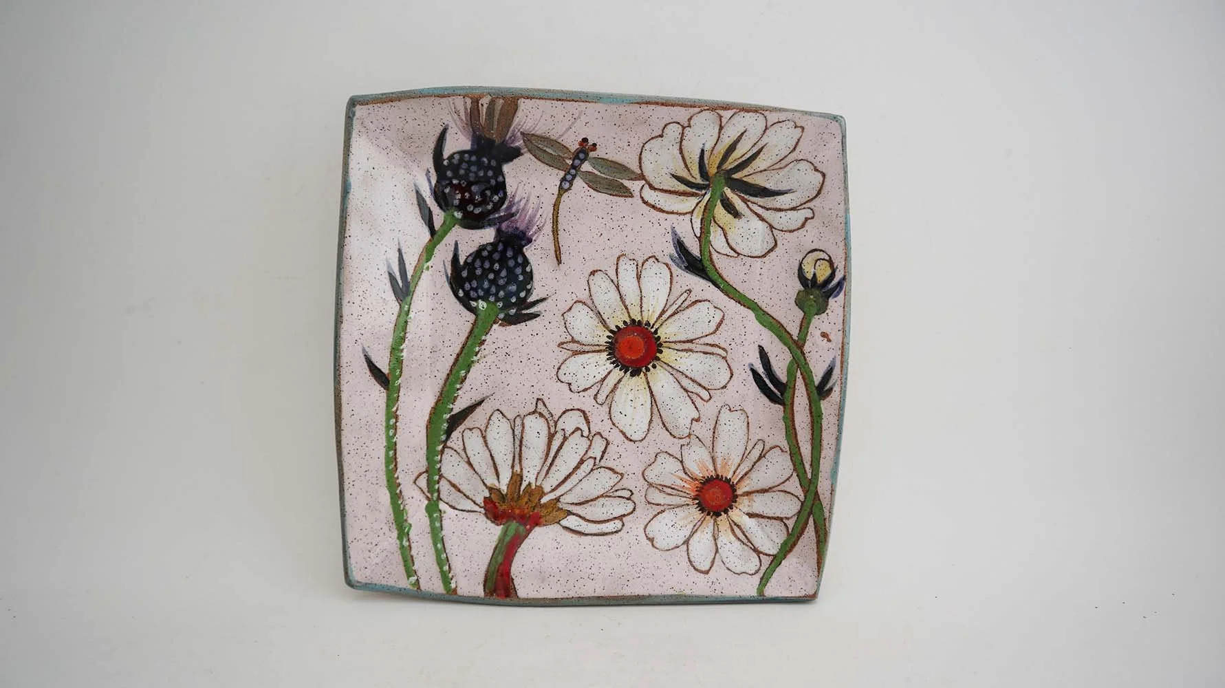 Flowers and Pigment Square Dish