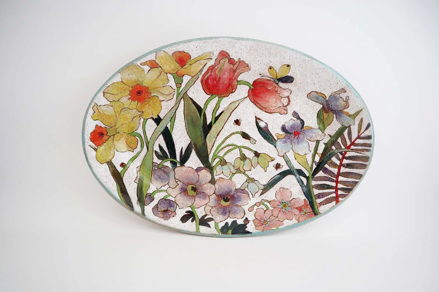 Spring Flower Medium Oval Platter (white)