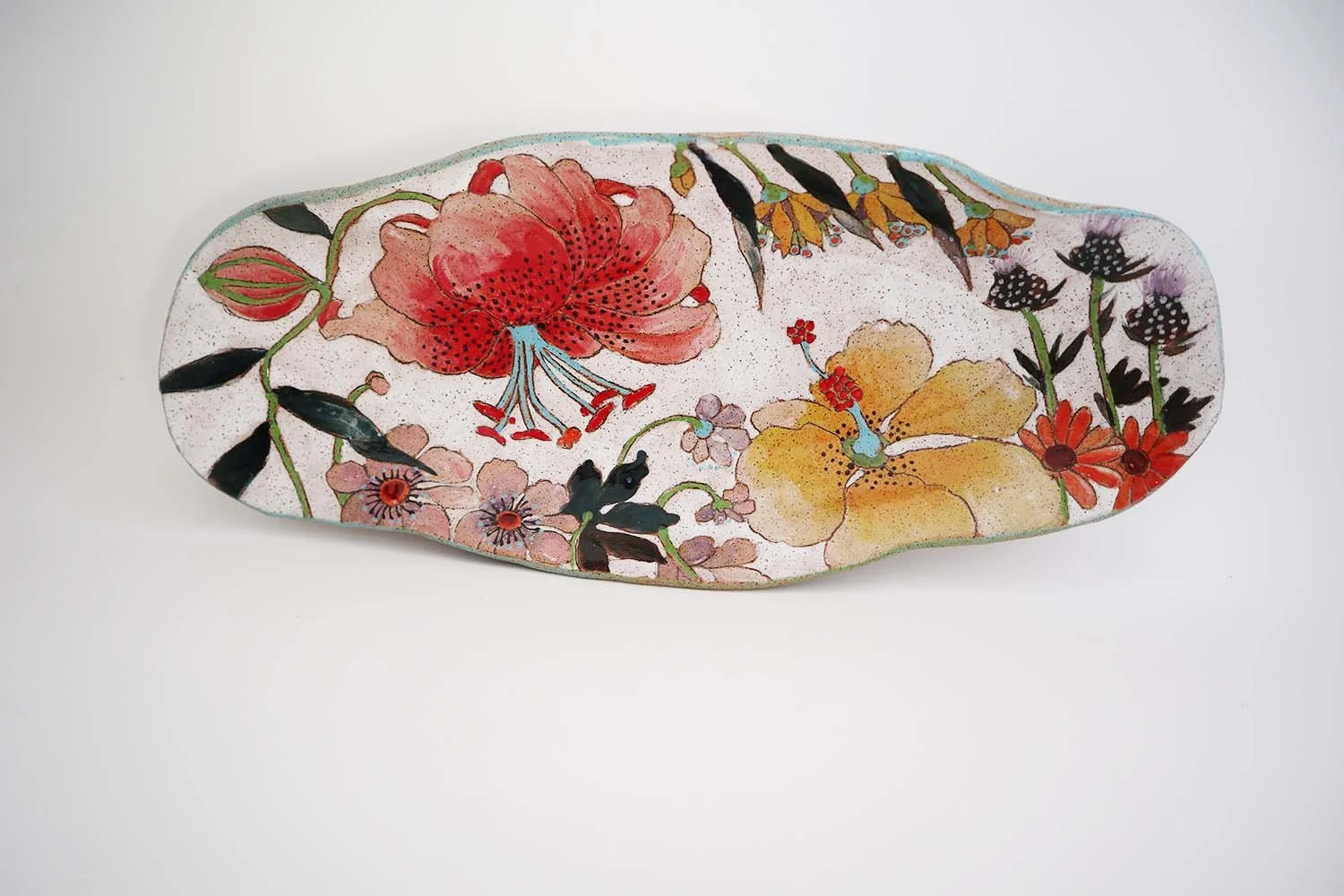 Flowers and Pigment Small Long Oval Platter