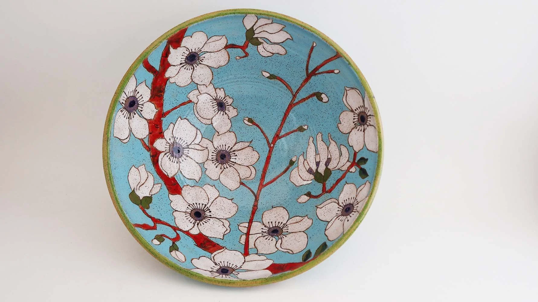 Magnolia Flower Large Serving Bowl  (Blue) - Made to Order