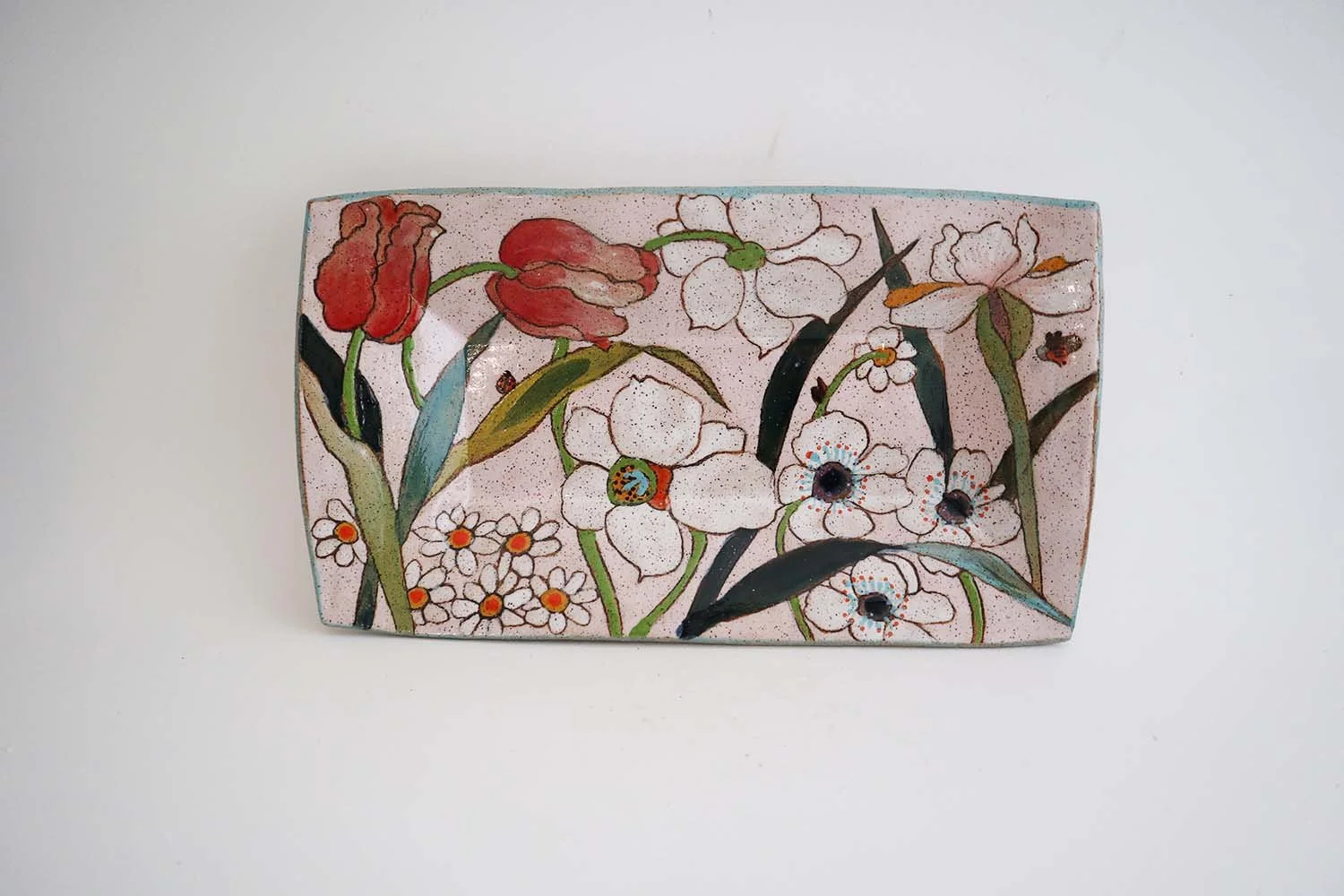 Spring Flower Medium Rectangle Tray (light pink)