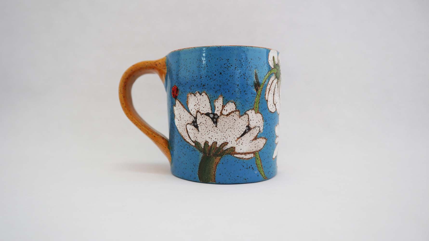 Flowers and Pigment Small Mug (blue/yellow handle)