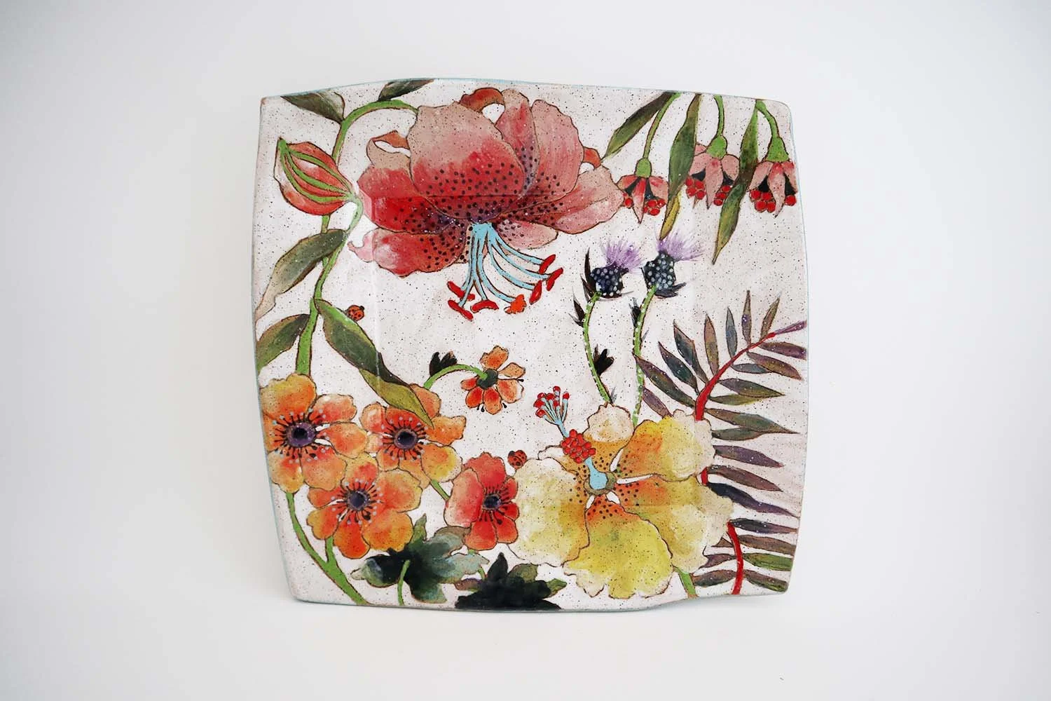 Flower and Pigment Square Platter