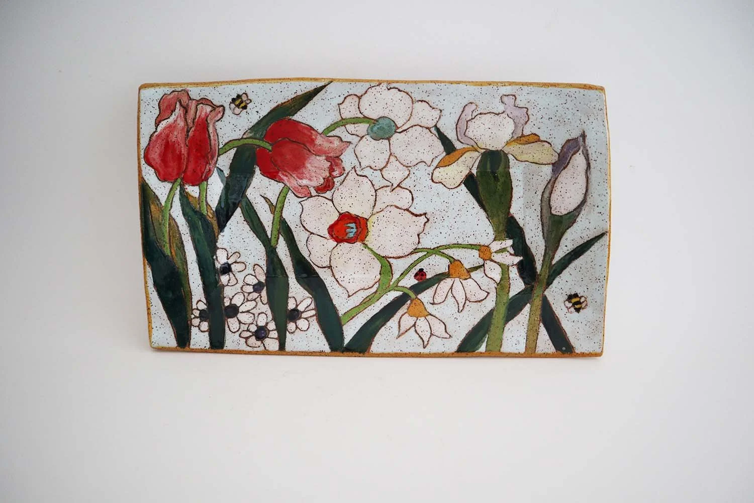 Flowers and Pigment Small Rectangle (light blue)