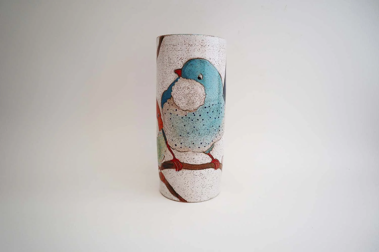 Flowers, Birds, and Berries Cylinder Vase