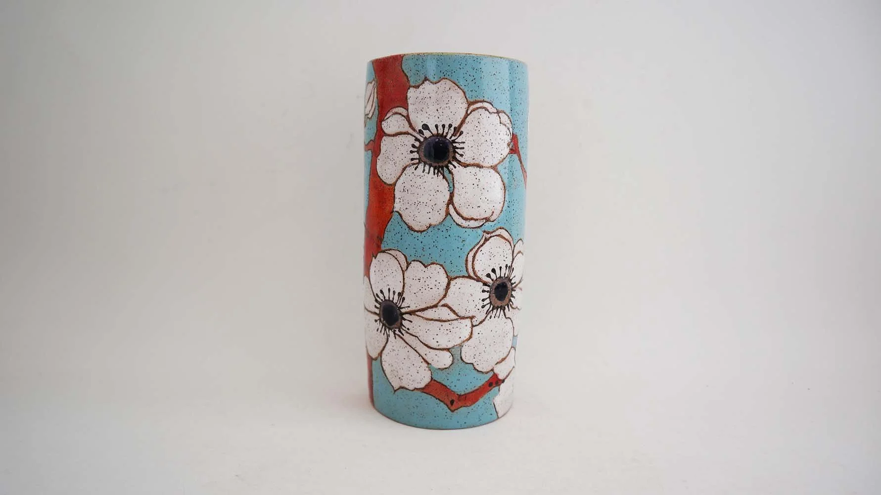 Star Magnolia Small Cylinder Vase (blue) - Made to Order