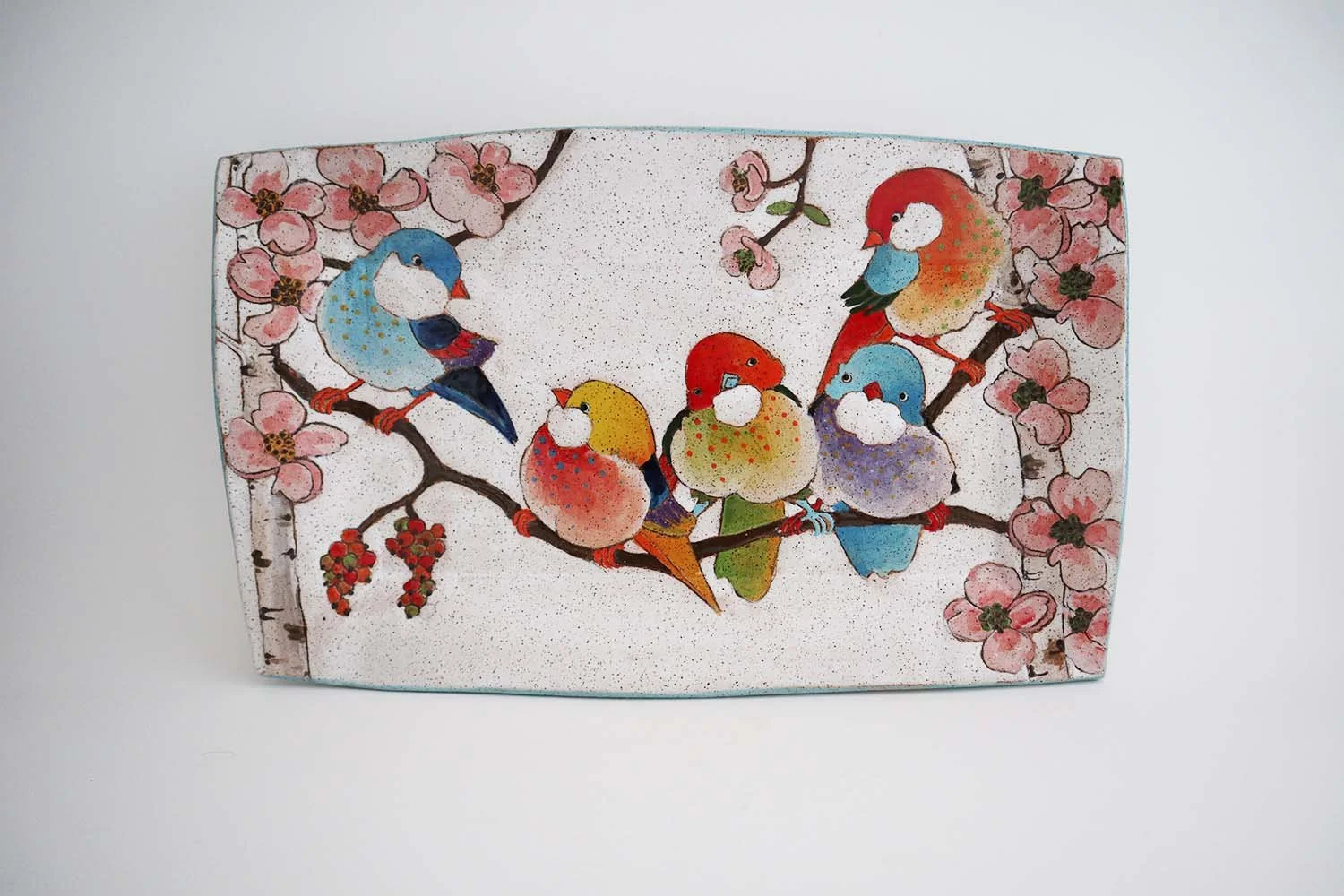 Flowers, Birds, and Berries Large Rectangle Tray