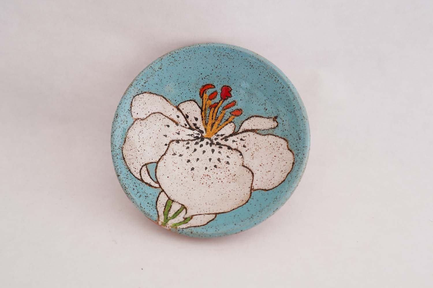 Flowers and Pigment Salt Dish (tiffany blue)