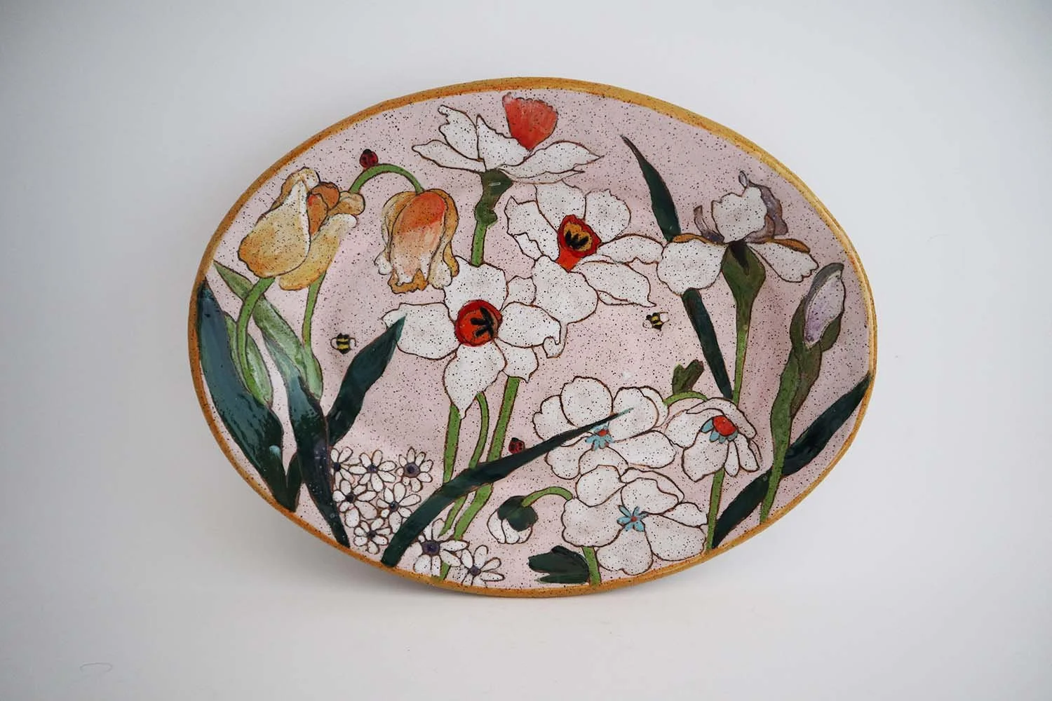 Spring Flower Medium Oval Platter (light pink)
