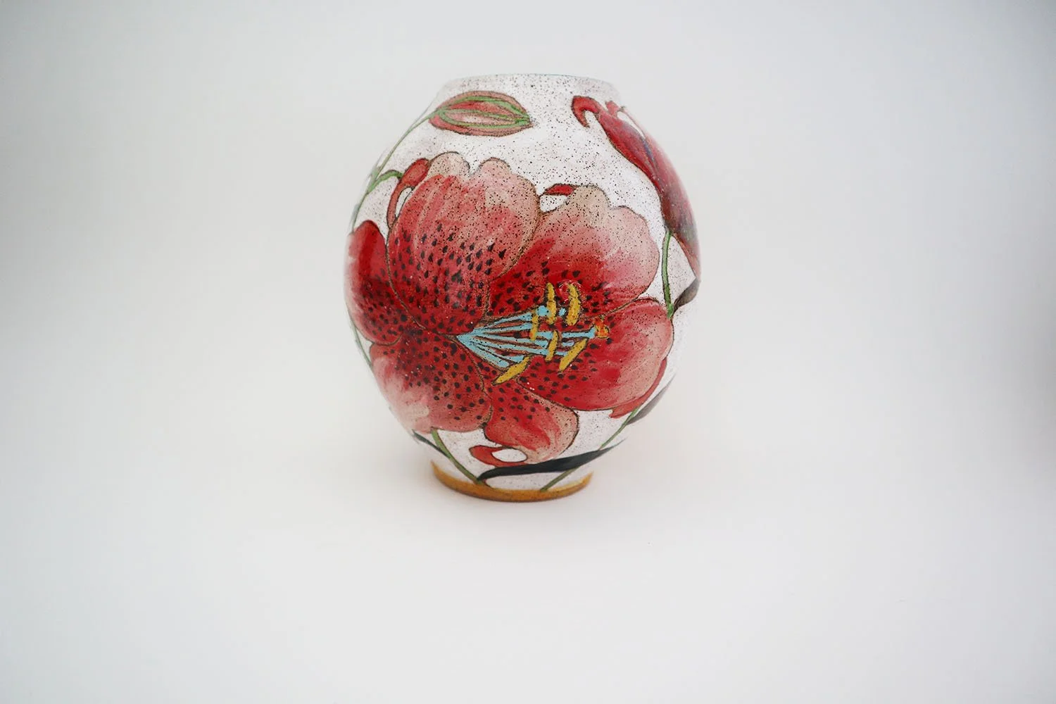 Flower and Pigment Round Vase