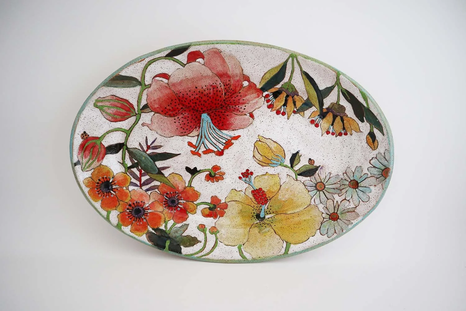 Flower and Pigment Medium Oval Platter