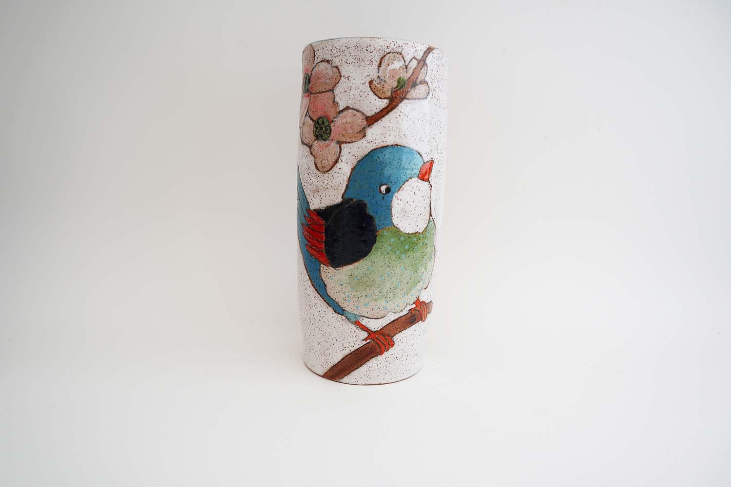 Flowers, Birds, and Berries Cylinder Vase